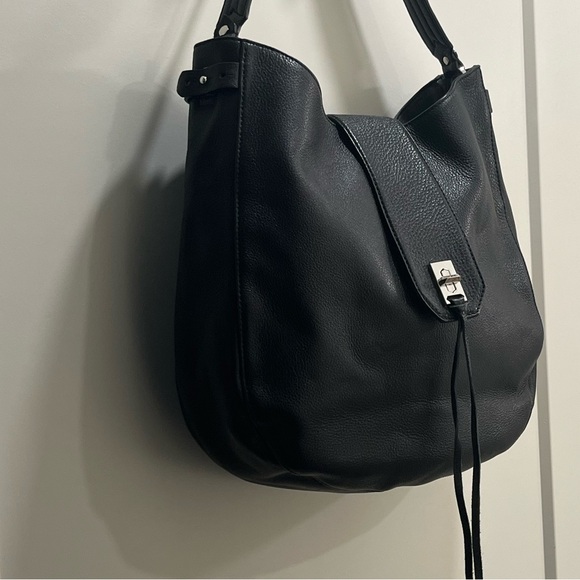 Rebecca Minkoff Black Pebbled Leather Darren Hobo - Picture 3 of 13